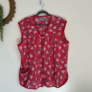 Vintage Moon Dance Sleeveless Snap Front Top, Cover-up, Cottage Core, 2X